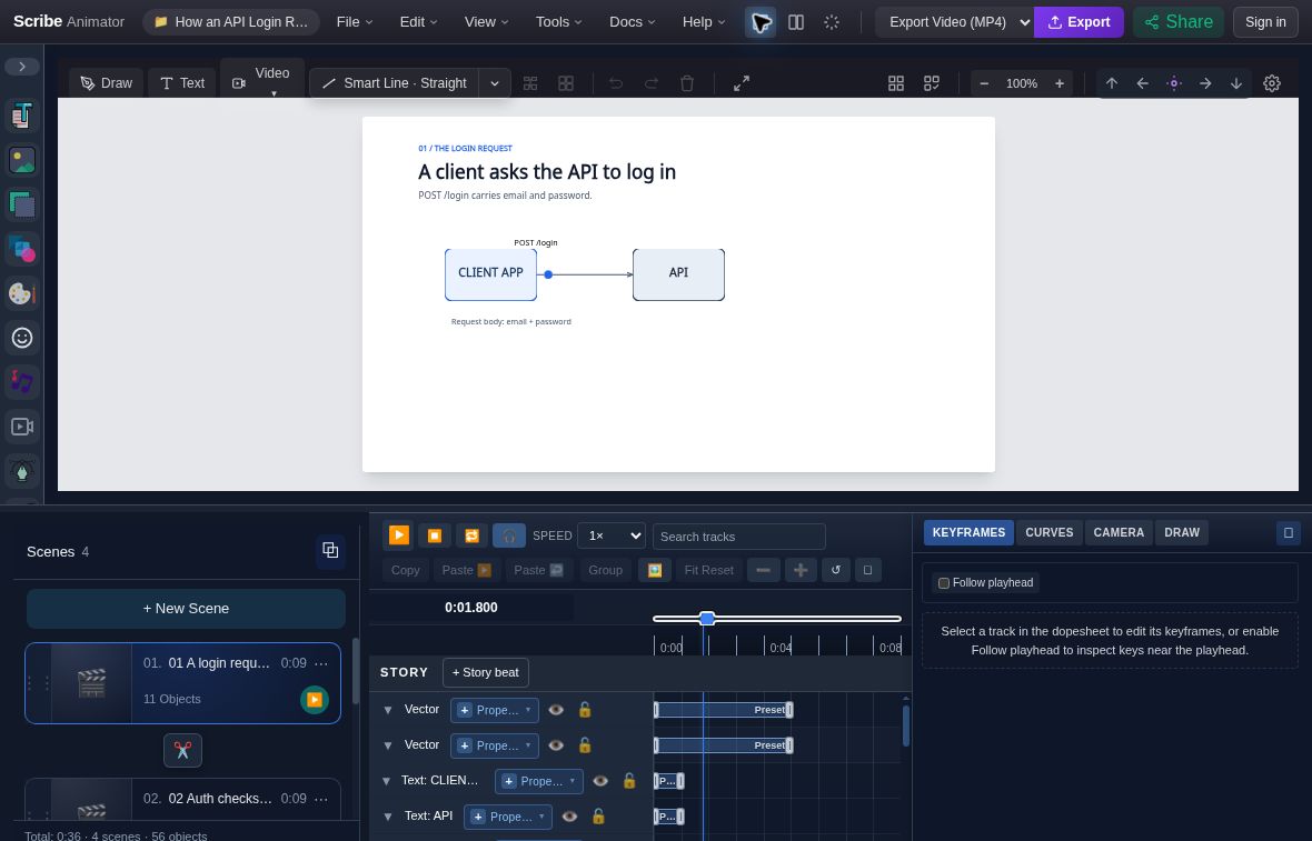Actual API login request packet at 1.800 seconds in the original first scene